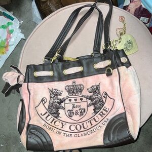 Juicy Couture velour daydreamer y2k Pink and Brown Crest Tote